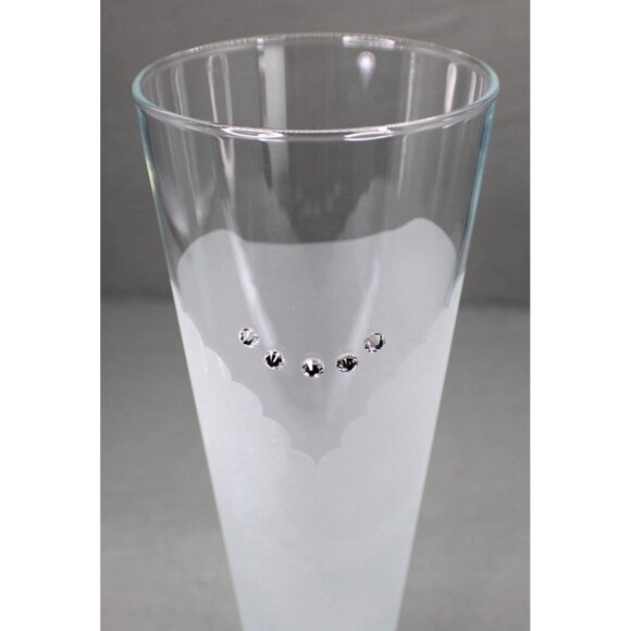 Bride And Groom Frosted Pilsner Beer Glasses With Crystals And Black Bow Tie - Picture 6 of 9